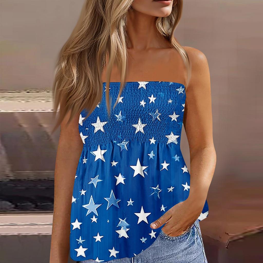 Women's fashionable sexy backless elastic Independence Day print bandeau top
