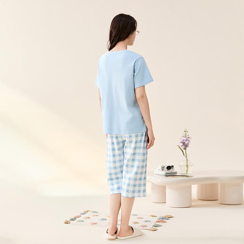 Fentengan 100% pure cotton with chest cushion, soft women's sleepwear and home suit set, cropped pants can be worn outside