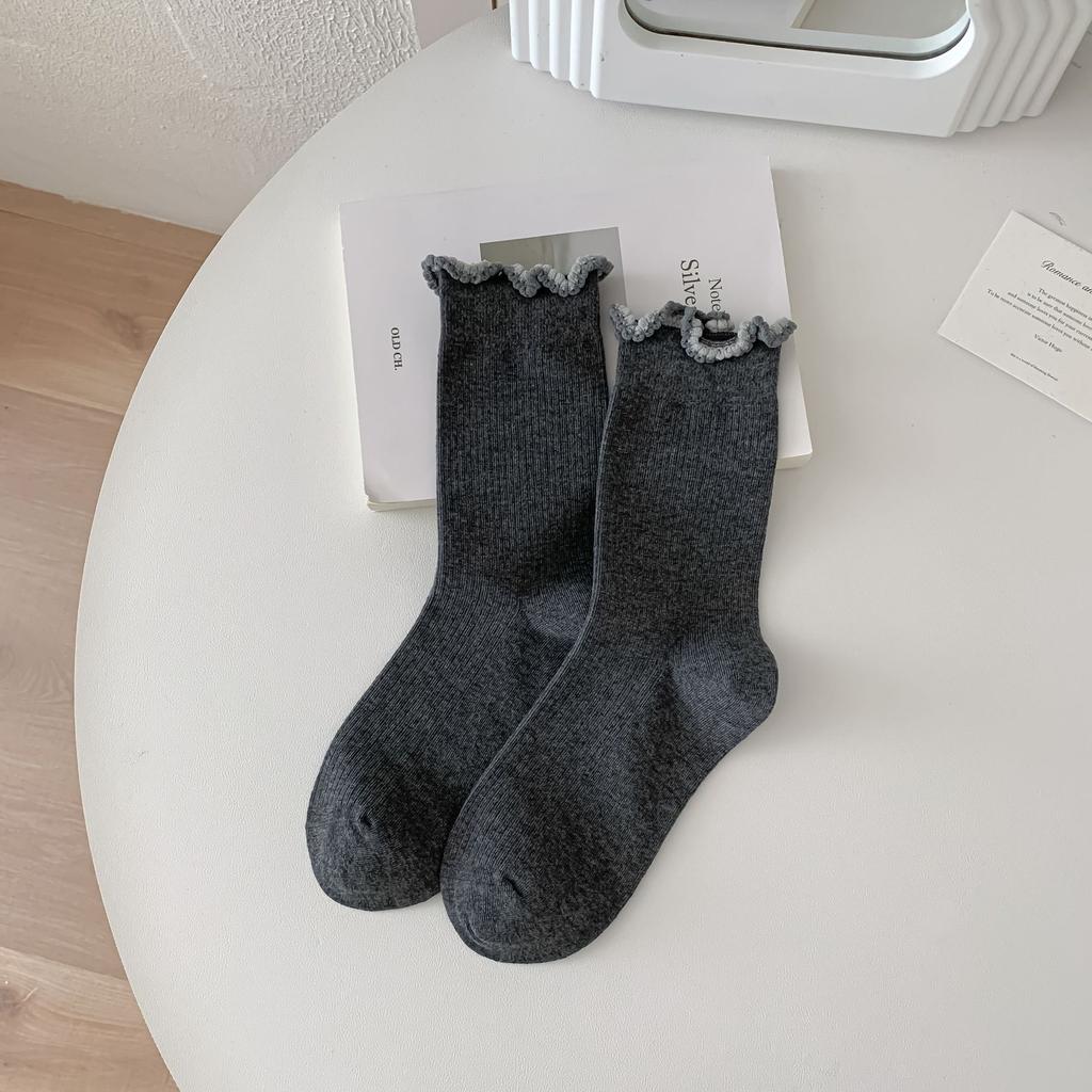 Бесшовные кружевные носки, контрастная отделка «деревянное ушко», носки в балетном стиле для милой девушки