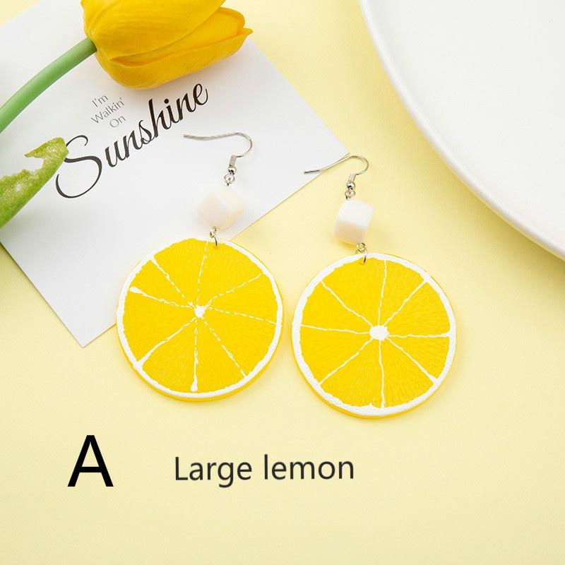 Желтые лимонные свежие серьги, женские летние новые серьги-джокеры, серьги с милым темпераментом