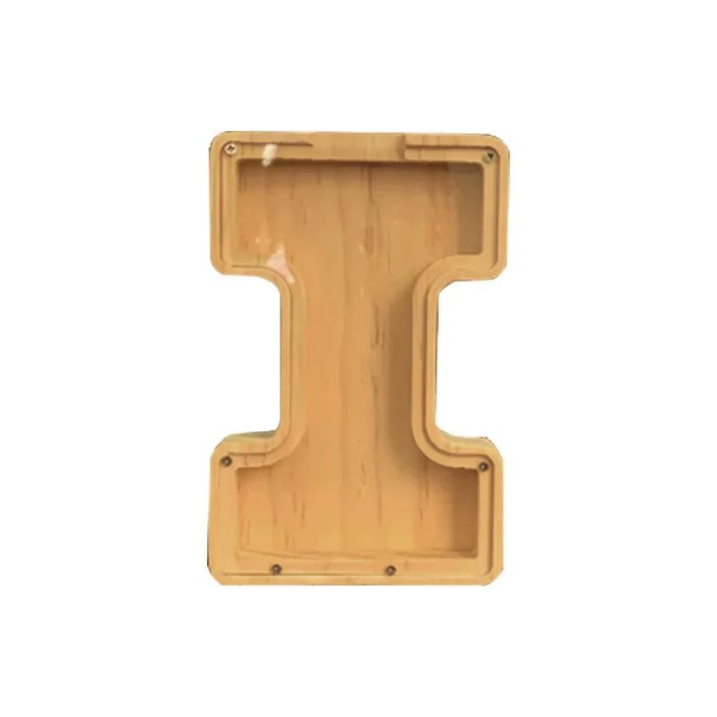 Домашнее украшение 26 букв деревянная копилка с персонализированной прозрачной стеклянной копилкой для детей Подарок детям