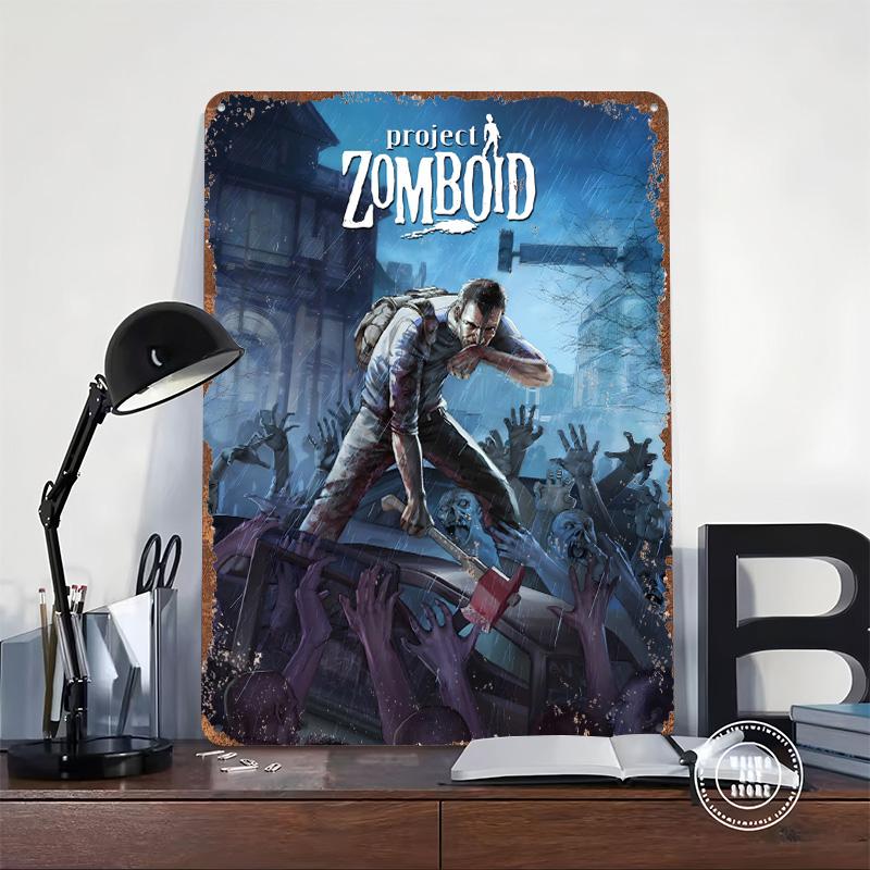 Project Zomboid Zombie Apocalypse Survival Tin Plaque Poster Customized Wall Art Retro Vintage Metal Signs for Man Cave Decor