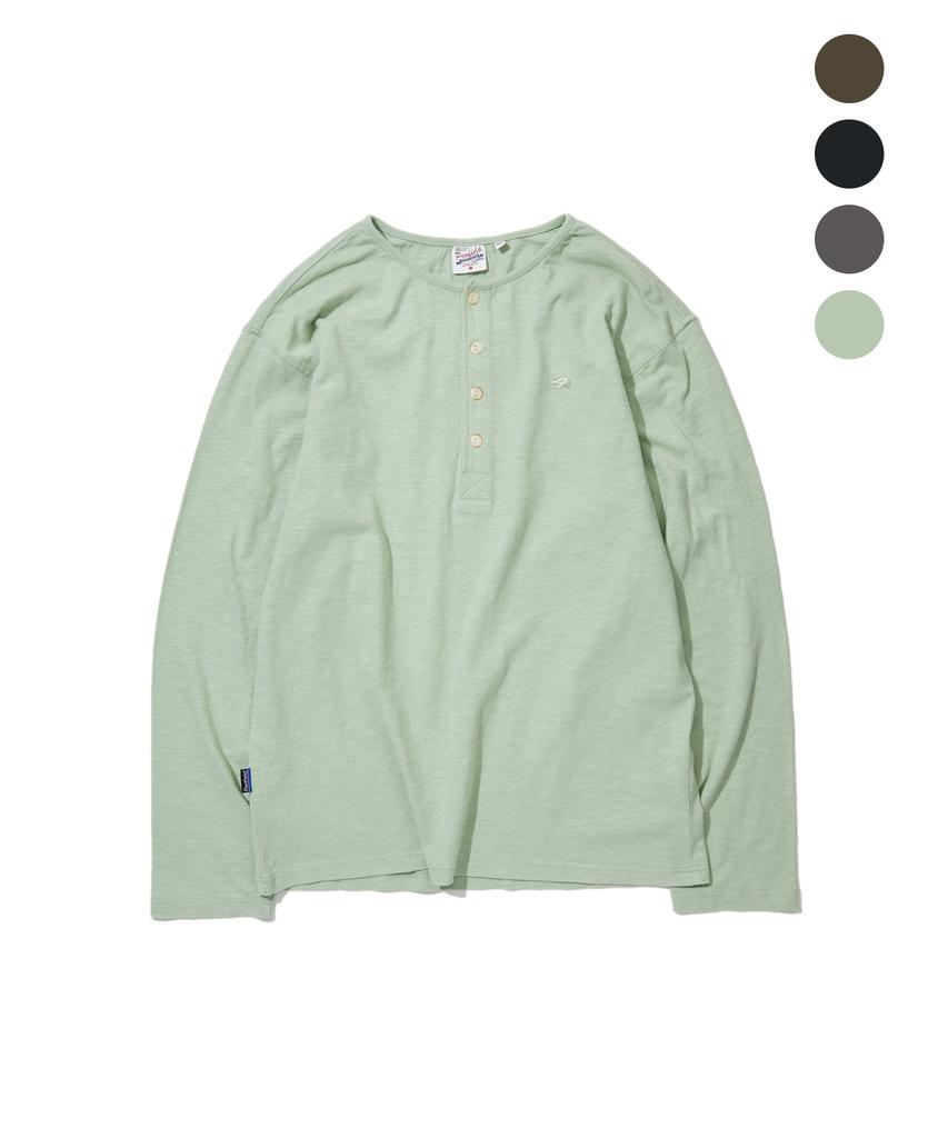 PENFIELD [Pf] Хлопковая фактурная стираная футболка-henley с длинным рукавом_Fs3Kl01U