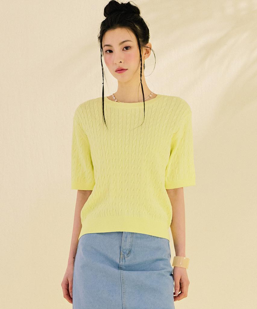 CHASECULT Women'S Cable Short Sleeve Sweater-Dbrg5673D06