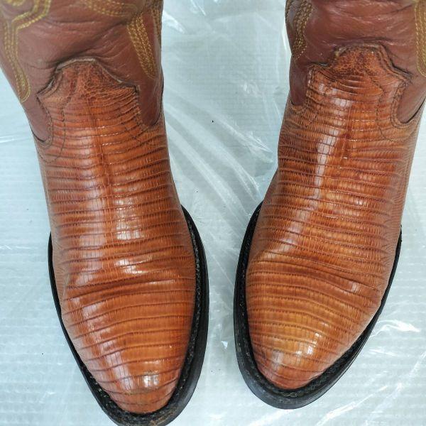 80s-90s Vintage CORRAL BOOTS Lizard Leather Western Pecos Boots 6.5M Men 24.5 Goodyear welt(USED)