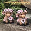 §Pastoral Style Highland Cow Resin Flower Pot Multifunctional Creative Ornament Valentine's Day Gift Home Desktop Decor