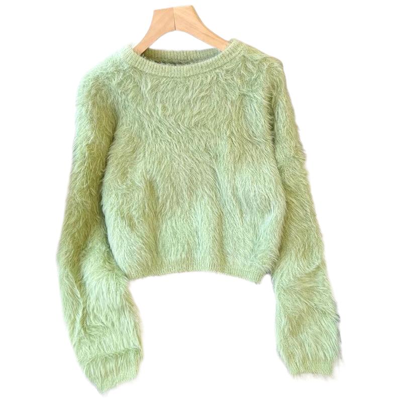 Женский корейский свитер с длинным рукавом осень-зима, новый тонкий утолщенный норковый бархатный топ
