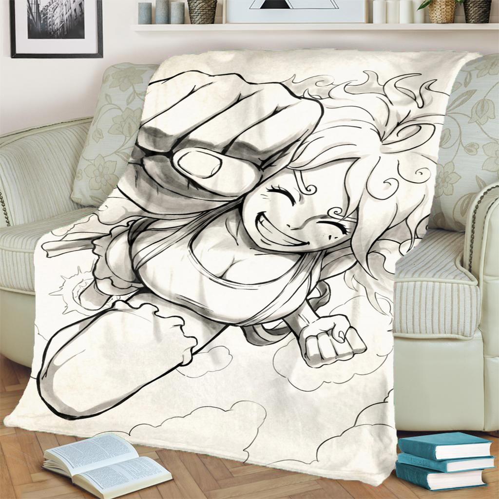 "ONE PIECE" Cartoon Flannel Blanket Comfortable Warm for Bedrooms, Sofas and Travel