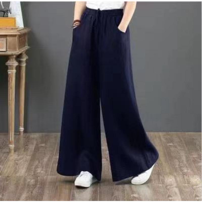 Summer Women's Wide-leg Pants Fall Retro Style Flared Skirt Fashion Commuter Solid Color Popular Color Orange Army Green