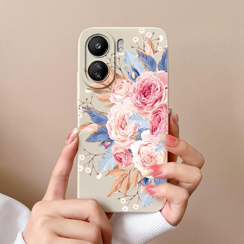 Чехлы для Xiaomi Redmi A3 K60 K70 Pro K70E Note 13 Pro 13R 13C, милый матовый жидкий силикон с цветком авокадо, мягкая задняя крышка, защитный чехол для телефона, бампер