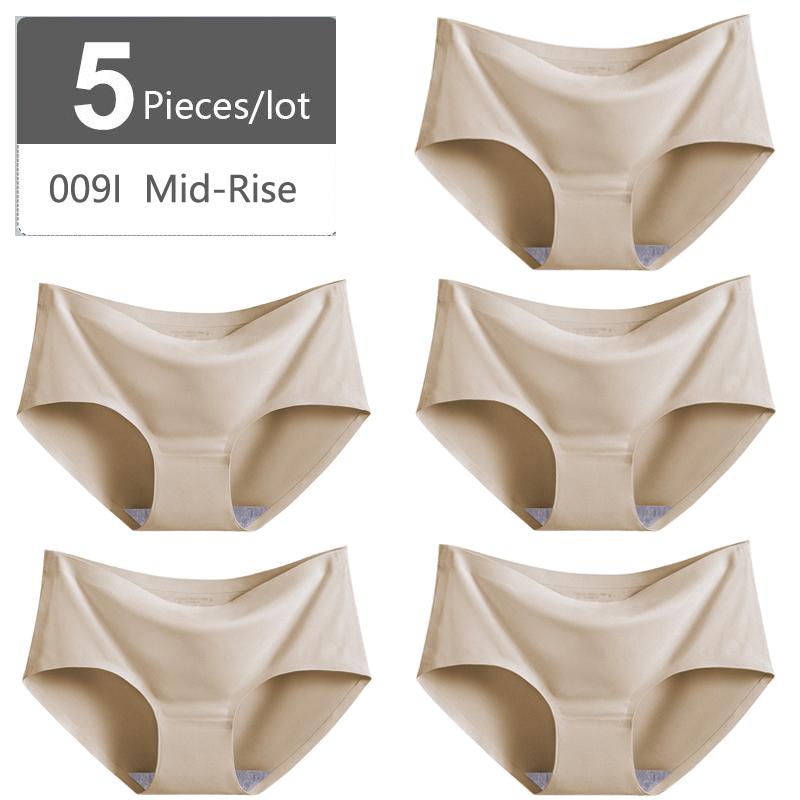 Большой размер M-XXXXL, женские бесшовные трусики из ледяного шелка, эластичные трусы со средней талией, нижнее белье, 5 шт.