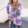 Women Autumn Line Love Printed Long Sleeve T-Shirts Loose V-Neck Plus Size Tee Shirt Tops Comfy Blouse