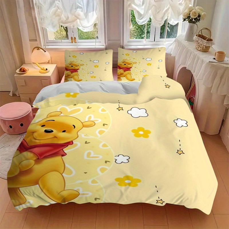 3pcs Shy Winnie Quilt Cover Set - Soft and Cozy Bedroom, Guest Room and Dorm Decorative Bedding 3-Piece Set 1 Quilt Cover + 2 Pillow Shams.Q087