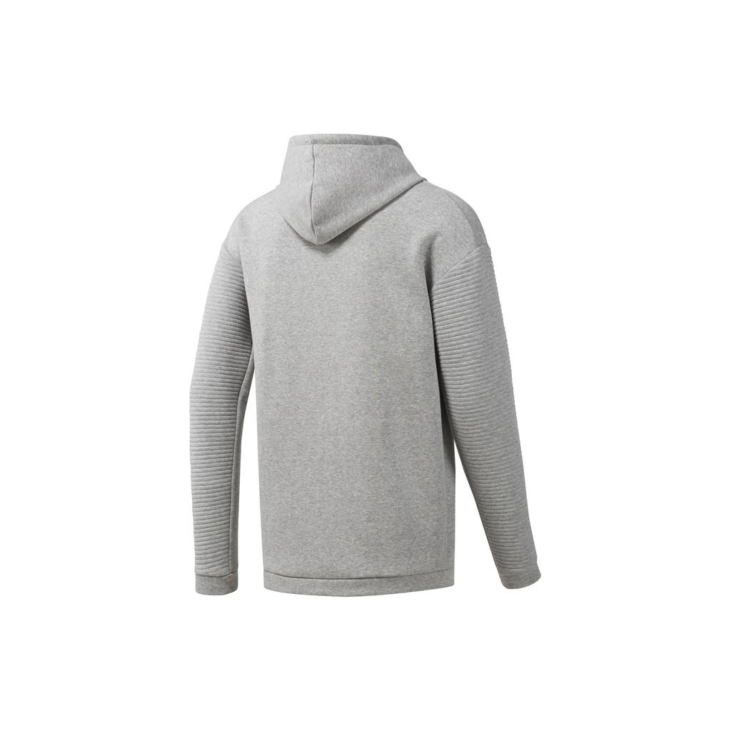 Reebok Solid Color Full Zip Fleece Hoodie Men Hoodies Medium-Gray EC0897