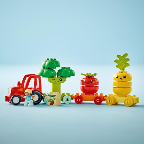 Игрушка LEGO Duplo Первый трактор с овощами, отличный подарок на день рождения, Рождество и развивающие игрушки для мальчиков и девочек от 18 месяцев, 2 лет и 3 лет