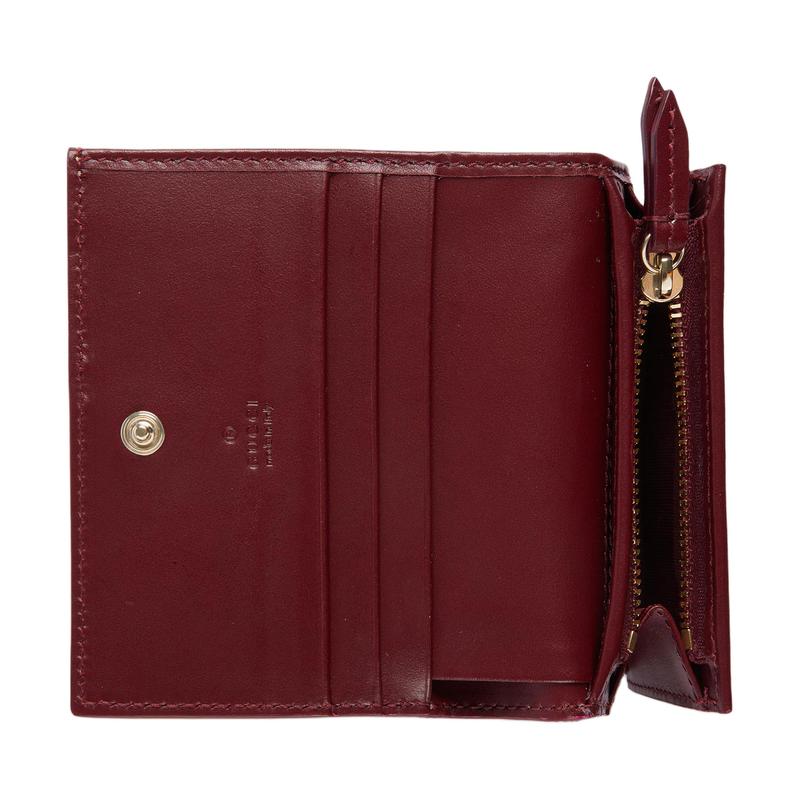 Gucci Animal print snap closure coated fabric wallet mini women's beige and dark brown