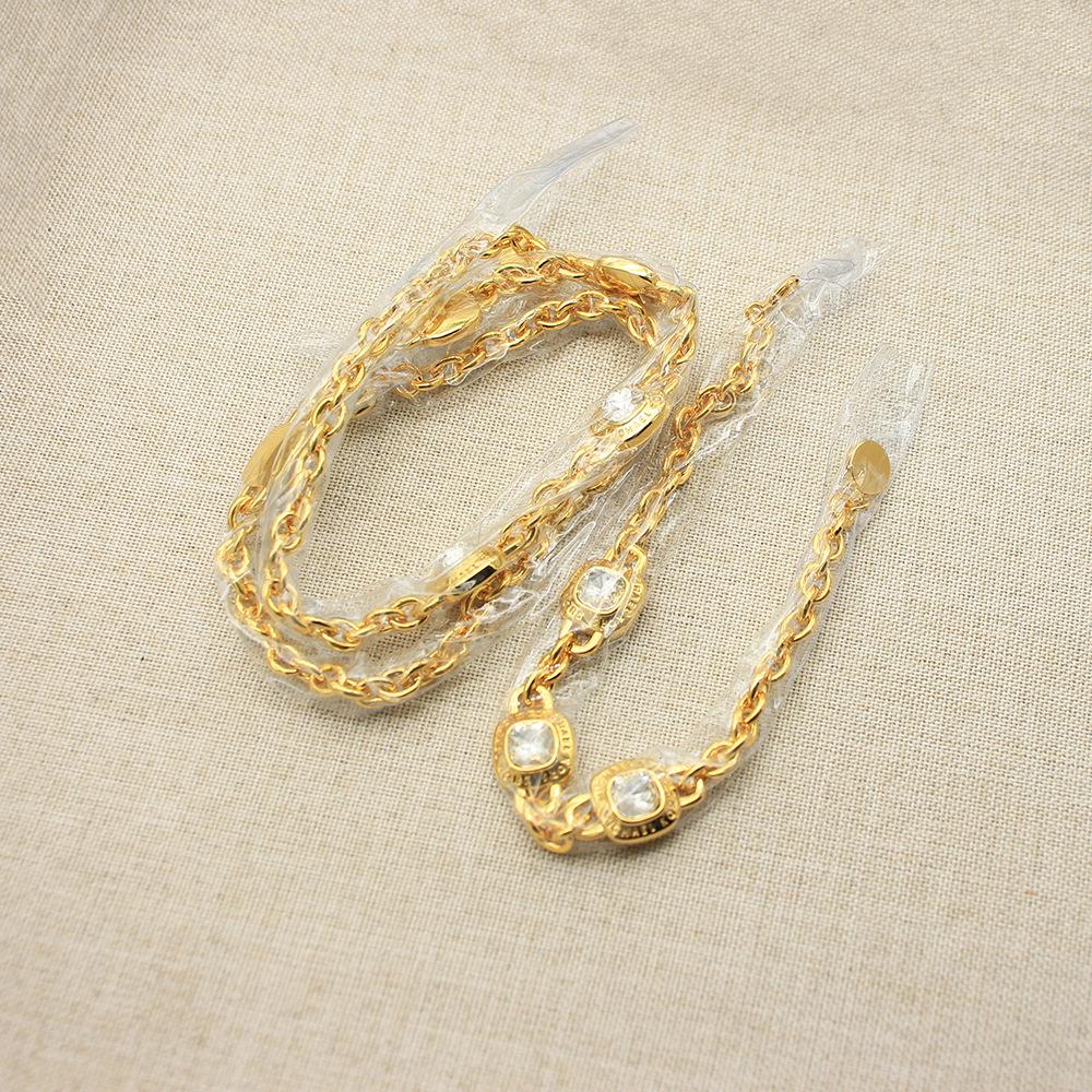 Роскошный женский медный ювелирный набор с золотым покрытием: Ожерелье & браслет