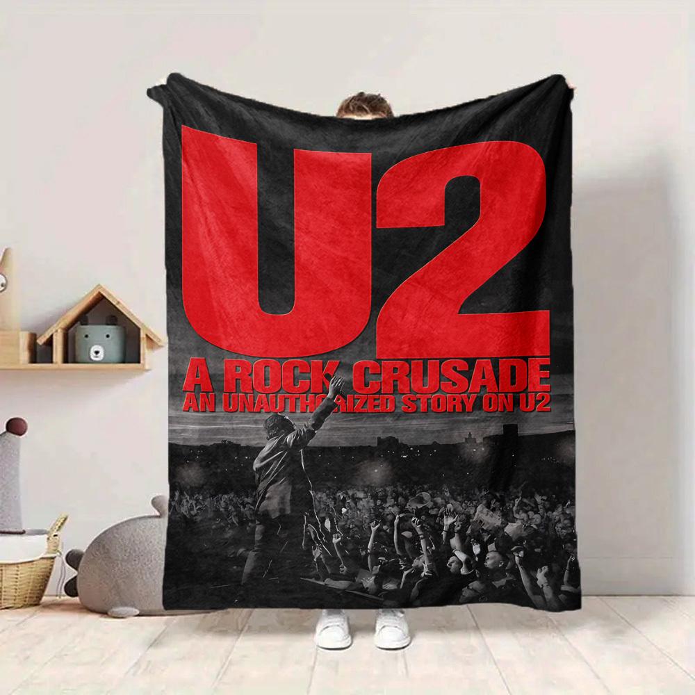 1pc U2, Rock Crusade Blanket Soft All Season Throw with Vibrant Design, Perfect for Home, Travel, and Gifts, Ideal for Naps and Camping