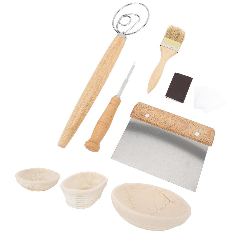 Набор корзин для расстойки хлеба, 2 круглые и 1 овальная ротанговая корзина для закваски со скребком для теста для хлеба