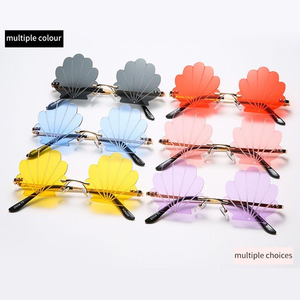 Flower Shape Metal Sun Glasses Unique Funny Shades Rimless Sunglasses for Photo Props, Party