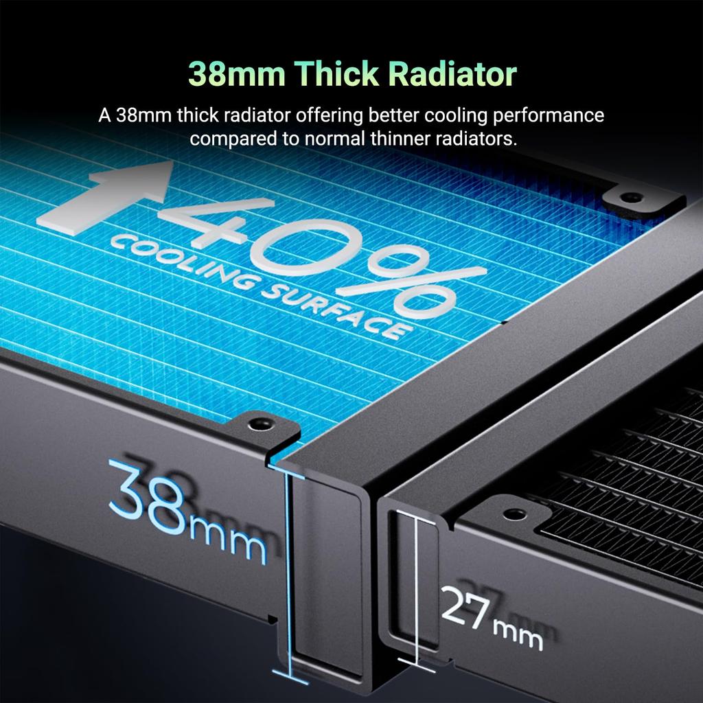 DX360 MAX Liquid CPU Cooler 360mm ARGB AIO 38mm Thick 3 120mm High Efficiency Zero RPM Compatible with Intel AMD TDP 350W ID-COOLING Cooler, Radiator,