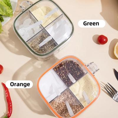 4 решетки, коробка для приправ, соль, перец, прозрачная крышка, банка для специй, чили, сахарница, контейнер для хранения приправ, кухонные гаджеты