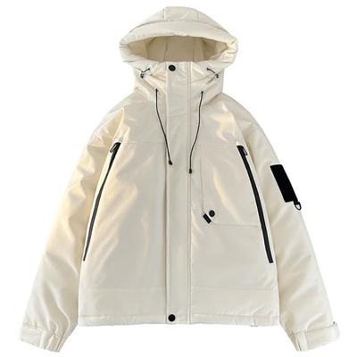 Модная однотонная универсальная куртка-пуховик белого цвета с капюшоном для мужчин и женщин, подростковая теплая повседневная куртка