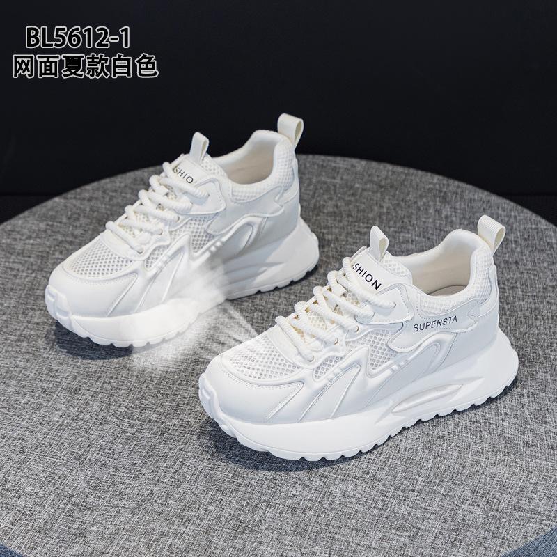Leather platform dad shoes spring and summer new mesh breathable inner height increase casual Forrest Gump shoes