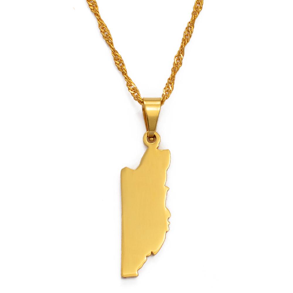 Anniyoc Belize Map Pendant & Necklaces for Women Silver Color/Gold Color Charm Belize's Maps Jewelry Patriotic s #023421