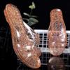 Sparkling Crystal Low Heeled Slippers for Women In Summer, Made of Transparent Plastic Material, Suitable for Indoor and Household Use