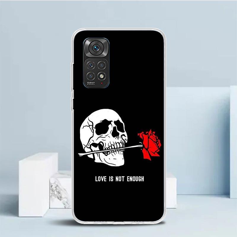 Человеческий скелет Красная роза Чехол для телефона для Xiaomi Redmi Note 15 14 14S 13 12S 12 Pro Plus 11S 11 11T 11E 10S 10 + Мягкая задняя крышка из ТПУ