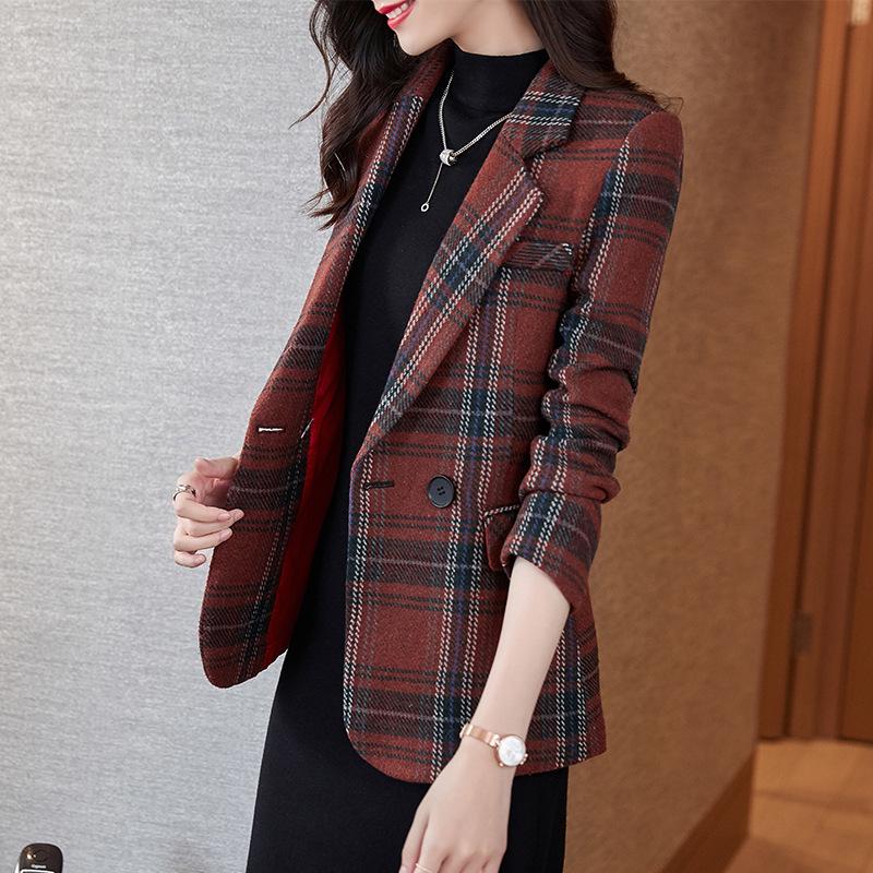 Женский весенне-осенний блейзер в клетку: Корейский Business Casual в британском стиле