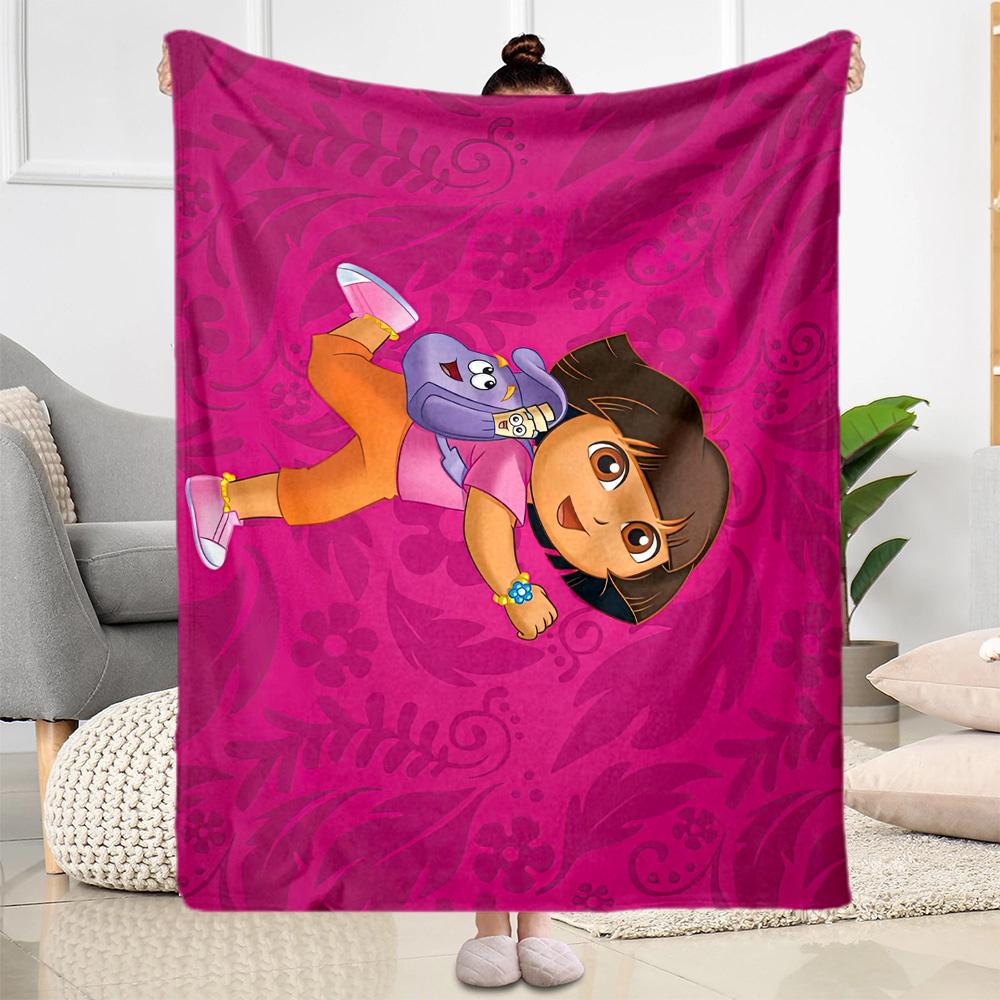 Dora Explorer Blanket Warmthful Decor Great for Office Chair Seaside Picnics Four Seasons Universal Warmthful Decor