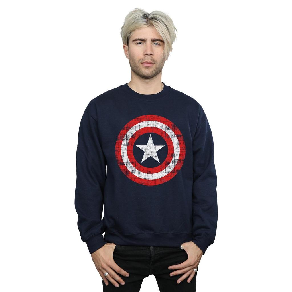 Marvel Mens Avengers Captain America Scratched Shield Sweatshirt