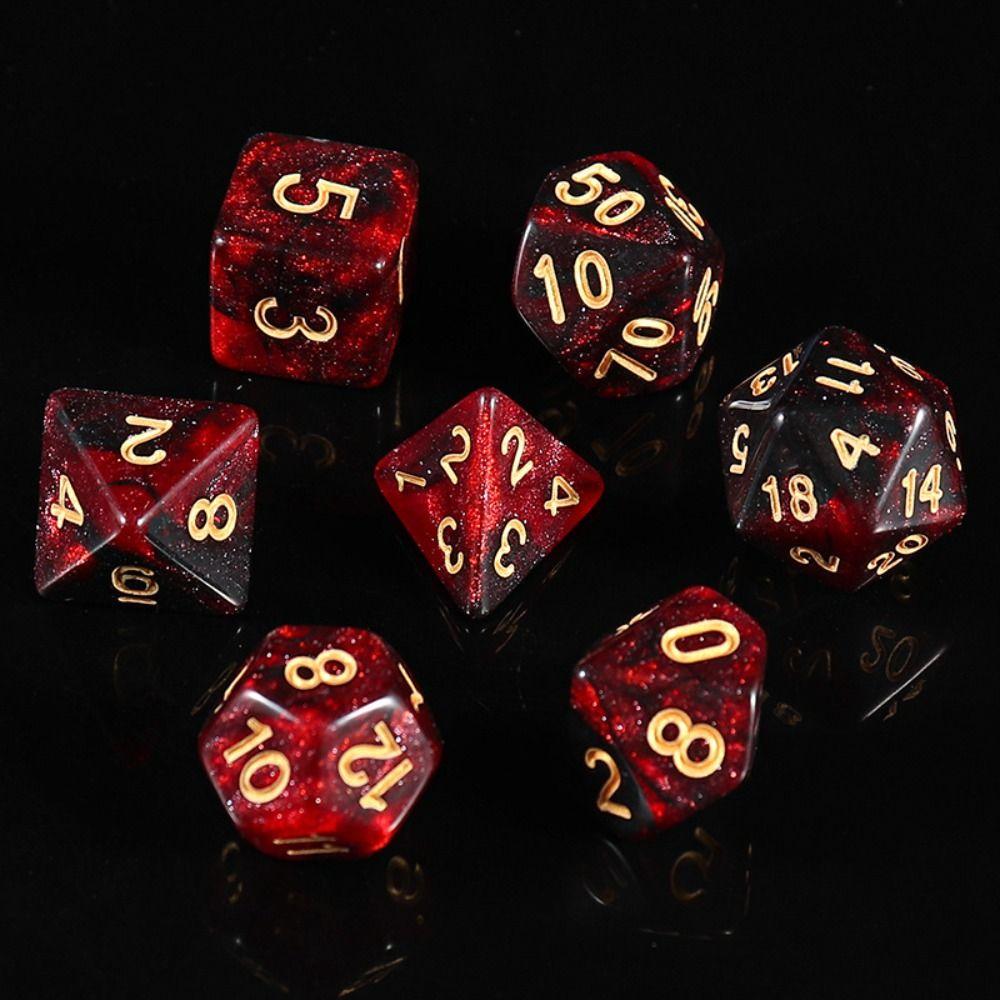 7PCS/Set Digital Acrylic Dice Polyhedral Mixed Color Dice Pearlescent Dice  for RPG DnD