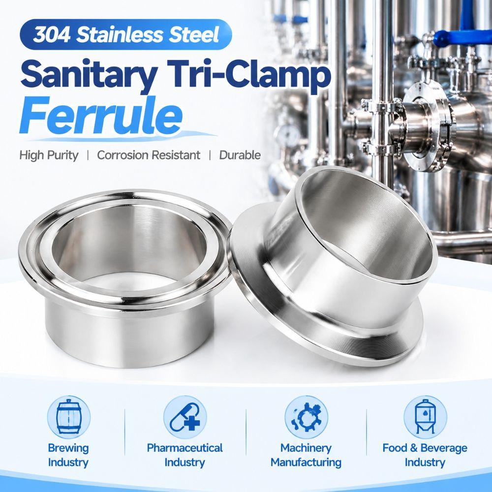 SS304 Stainless Steel Sanitary Ferrule 12.7-114mm Tri Clamp Ferrule Beverage Pipeline