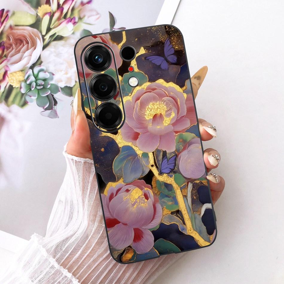 For Tecno Camon 50 4G CN5 Cute Flower Butterfly Cat Painted Case For Tecno Camon50 4G Black Silicone Soft Phone Cases