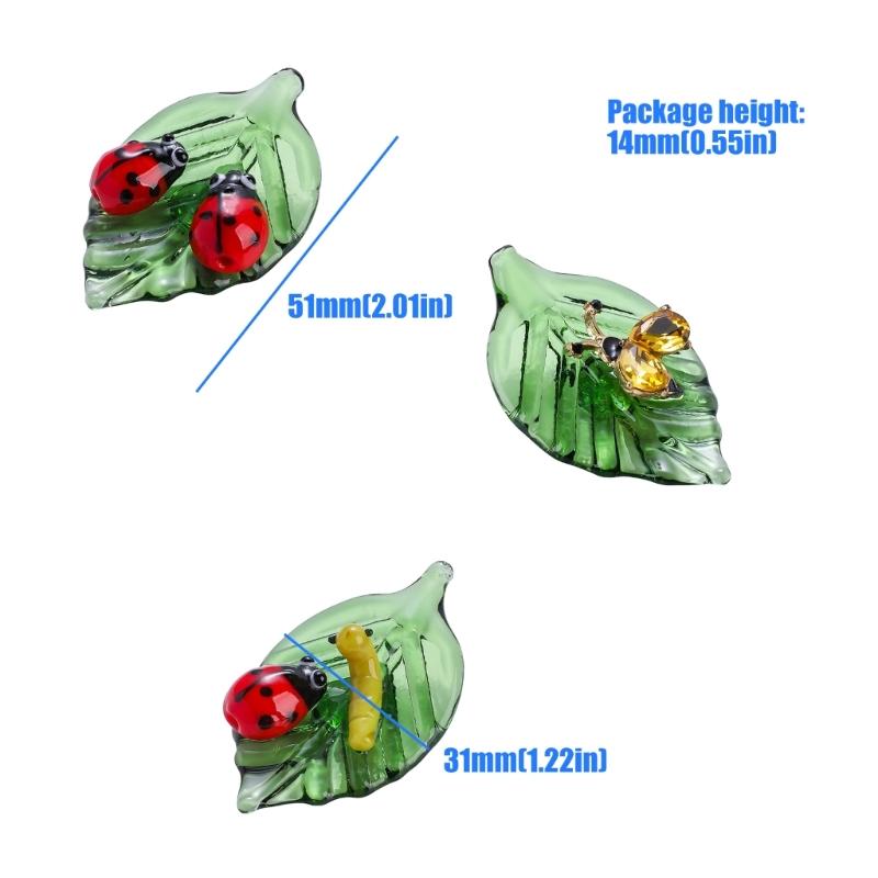 Статуэтка насекомого ручной работы Стеклянные статуэтки божьих коровок Художественное стекло Миниатюрные фигурки животных для коллекционирования, Домашнего декора,