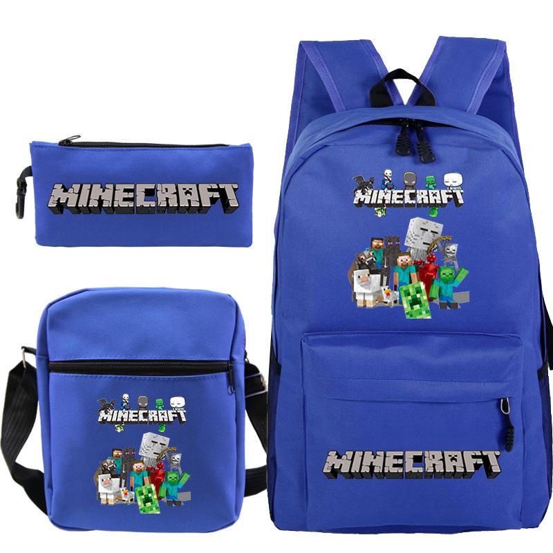 Школьная сумка Minecraft для начальной и средней школы Детский рюкзак Рюкзак Сумка через плечо Пенал Набор из трех предметов