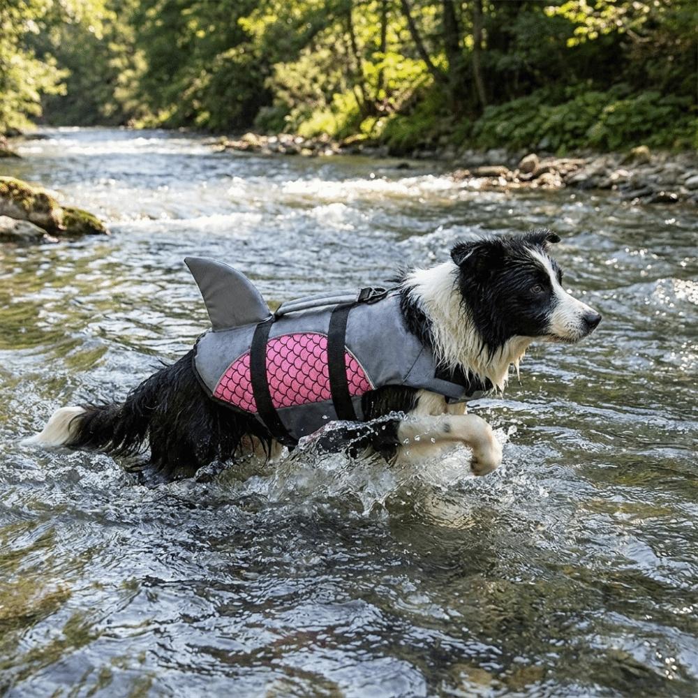 Shiny Scales Dog Life Jacket Strong Buoyancy Puppy Safety Vests Dog Swimming Suit Pet Safety