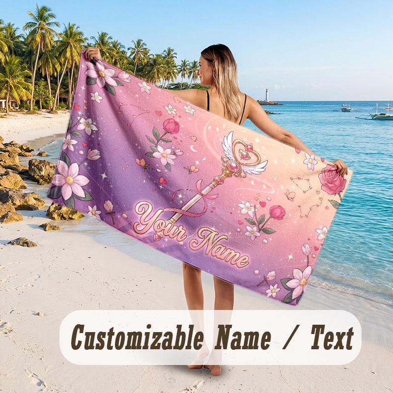 Custom Name Large Beach Towel,Sailor Moon Quick Absorbent Towel For Outdoor Travel Poolside