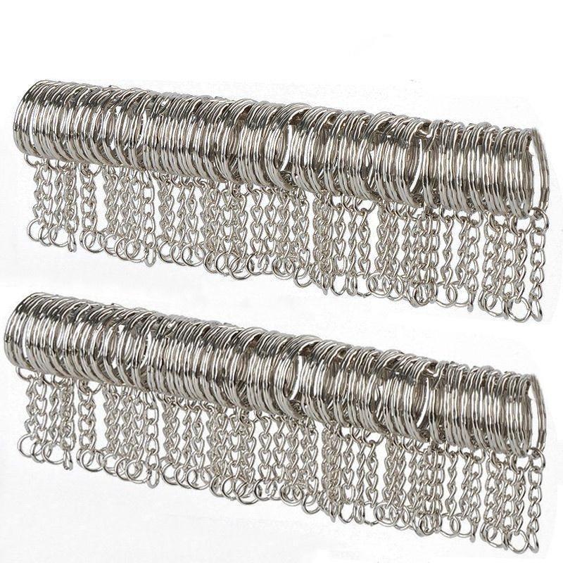 50pcs DIY 25mm Polished Keyring Keychain Split Ring Short Chain Key Rings