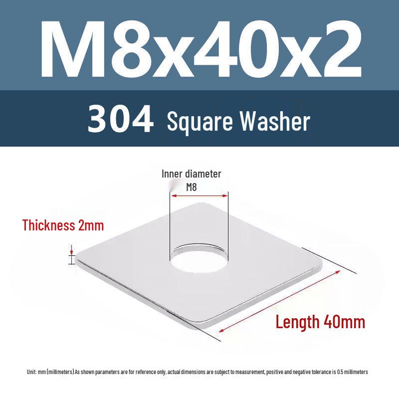 Yigu 304 Stainless Steel Thickened Square Flat Washer M3/M4/M5