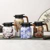 Vintage Floral Insulated Teapot 1000ml Mini Hot Coffee Pot Office Tea Flask Built-In Infuser Water Tea Pot Beverage Pitcher Thermal Coffee Carafe