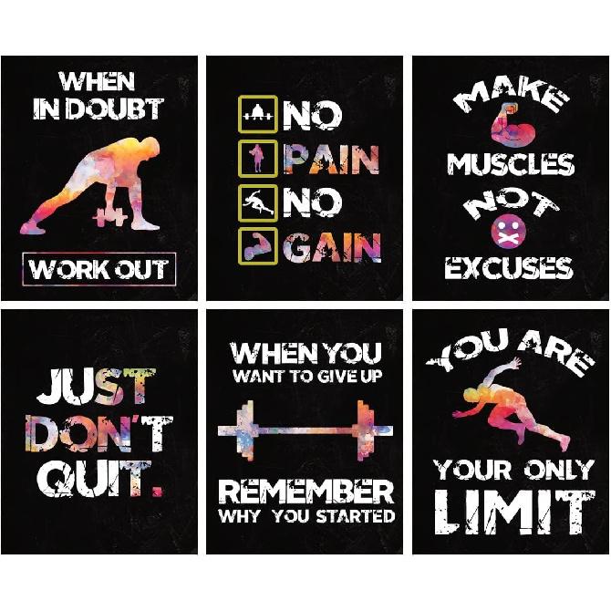 Watercolor Sports Fitness Poster,Sports Fitness Art Print,pirational quotes from the gym wall decoration,Training Practice Running Boxing