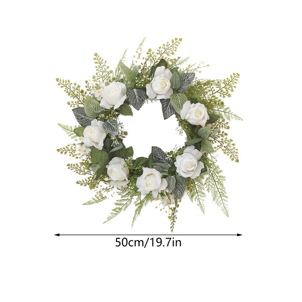 Artificial Wreath Silk Flower Plastic Rose Leaves Front Door Hanging Decor Multicolor 50cm OD