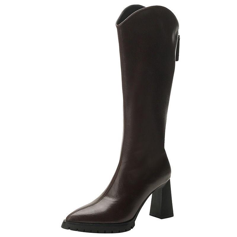 V-mouth boots pointed fashion temperament high heels small western cowboy boots street knight boots INS