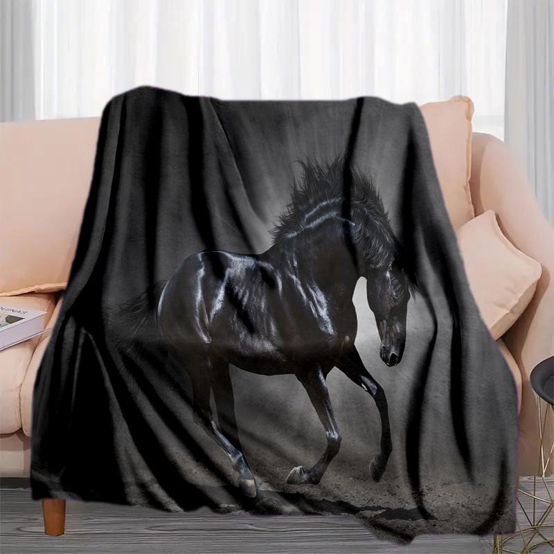 Horse Dark Blanket Suitable All Seasons Soft Comfortable Sofa Office Nap Travel Birthday Gift Christmas Present