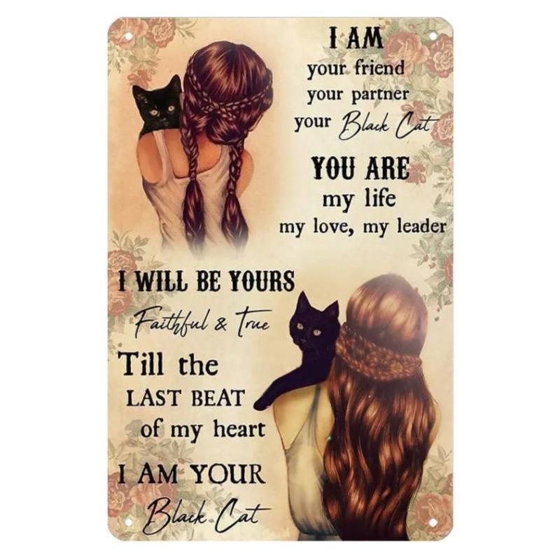 New Vintage Siamese Cat I Am Your Friend Your Partner Your Cat Funny Metal Tin Sign Wall Decor Man Cave Bar Retro Metal Vintage