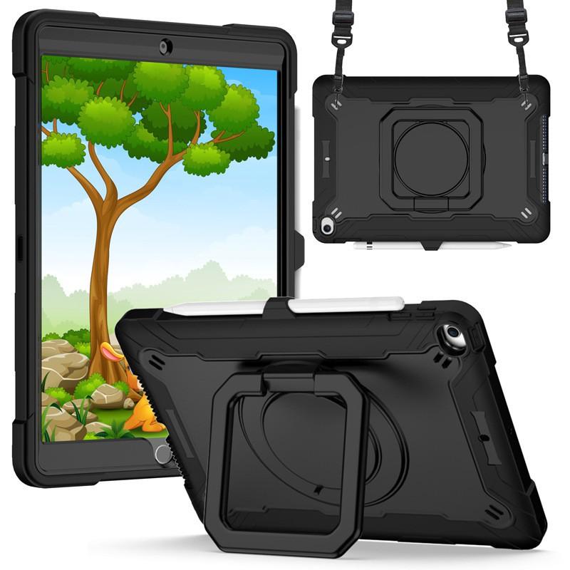 Silicone Kickstand Case IPad 8th Gen 10.2 Inch With Detachable Wrist Strap Shockproof Anti-Fingerprint Dual-Tone Design